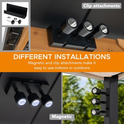 Image showing 8 th Sunjoy Black Adjustable LED Ceiling Spotlight Battery Powered 9W LED