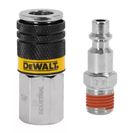 DeWALT 1/4 in NPT Industrial Coupler and Plug: 1 Female Coupler and 1 Male Plug Air Hose Fittings