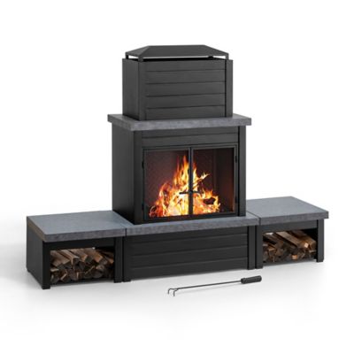 Sunjoy Outdoor Wood-Burning Steel Fireplace Set