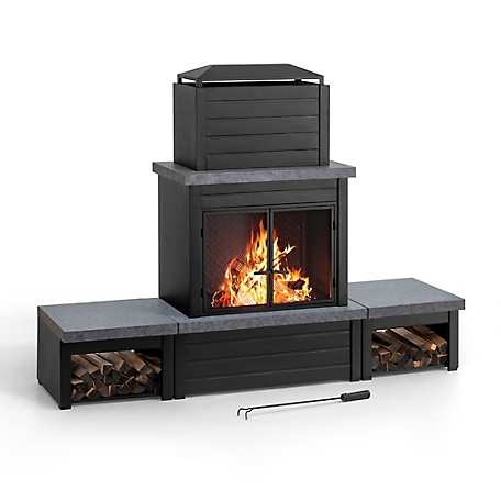 Sunjoy Outdoor Wood burning Steel Fireplace Set
