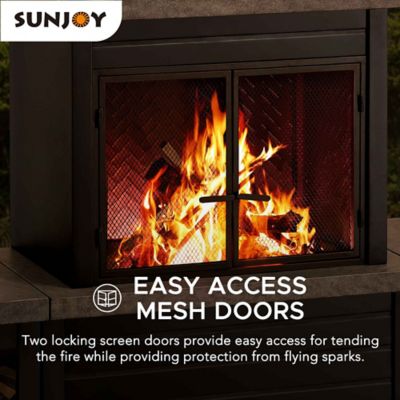 Image showing 7 th Sunjoy Outdoor Wood-Burning Steel Fireplace Set