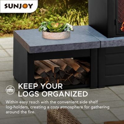 Image showing 8 th Sunjoy Outdoor Wood-Burning Steel Fireplace Set