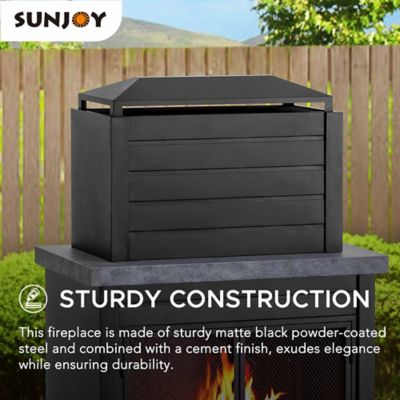 Image showing 9 th Sunjoy Outdoor Wood-Burning Steel Fireplace Set