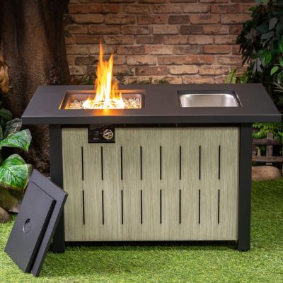 Deko Living Rectangular Outdoor Propane Firetable with Ice Bucket