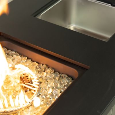 Image showing 7 th Deko Living 42 in. Rectangular Outdoor Propane Firetable with Ice Bucket
