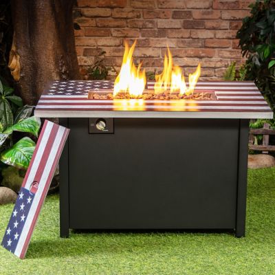Deko Living 40 in. Rectangular Outdoor Commemorative Propane Gas Fire Table