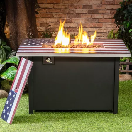 Deko Living 40" Rectangular Memorial Outdoor Propane Gas Fire Pit Table Fire Pits