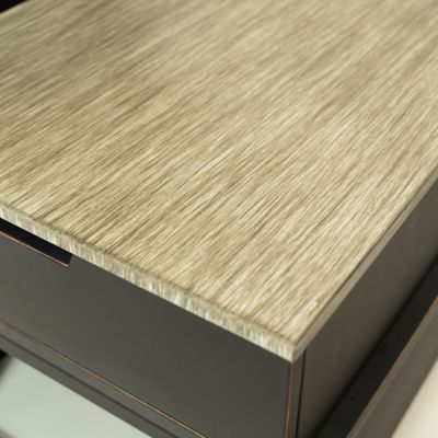 Image showing 5 th Deko Living 80 in. Rectangular Outdoor Steel Wood-Burning Fireplace with Log Storage Compartment and Side Tables