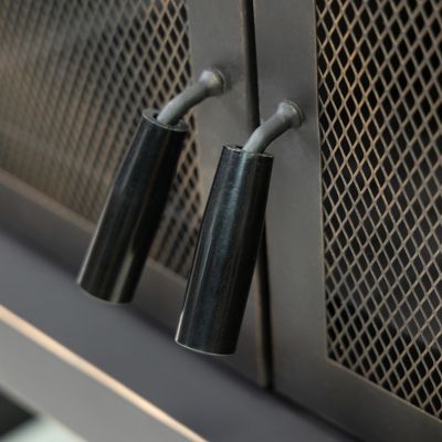 Image showing 6 th Deko Living 80 in. Rectangular Outdoor Steel Wood-Burning Fireplace with Log Storage Compartment and Side Tables