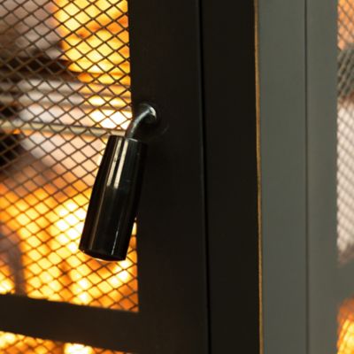 Image showing 5 th Deko Living 26 in. Square Outdoor Steel Wood-Burning Fireplace with Cooking Grill and Log Storage Compartment