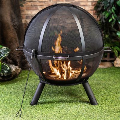 Deko Living Outdoor Steel Woodburning Sphere Fire Pit