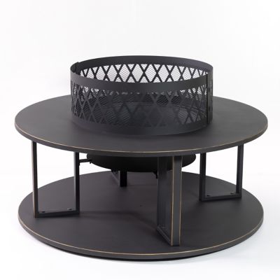 Image showing  Outdoor Steel Woodburning Fire Pit with Log Storage