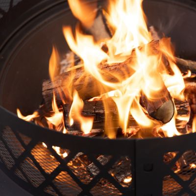 Image showing  Outdoor Steel Woodburning Fire Pit with Log Storage