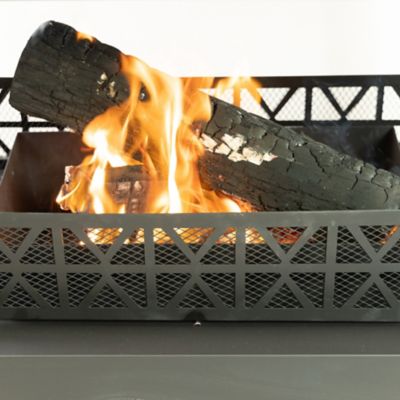 Image showing  36 in. Rectangular Outdoor Steel Wood-Burning Fireplace with Log Storage Compartment