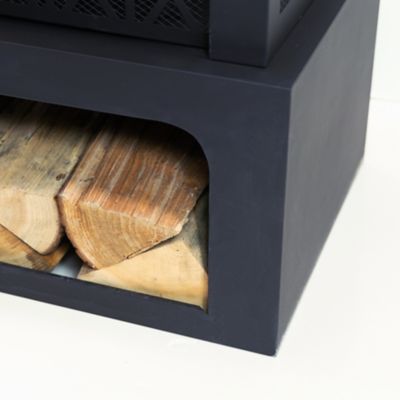 Image showing 5 th Deko Living 36 in. Rectangular Outdoor Steel Wood-Burning Fireplace with Log Storage Compartment