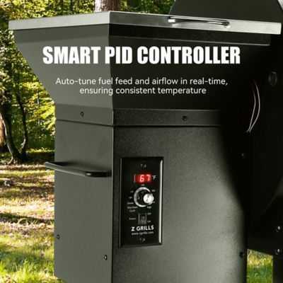 Image showing  585 sq. in. Pellet Smoker, Durable Stainless Steel Lid, Easy to Move