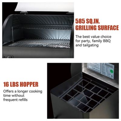 Image showing  585 sq. in. Pellet Smoker, Durable Stainless Steel Lid, Easy to Move