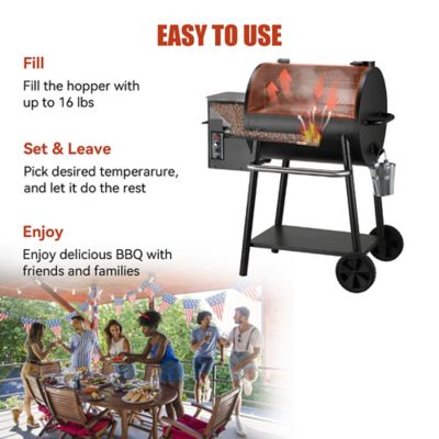 Image showing 8 th Z GRILLS 585 sq. in. Pellet Smoker, Durable Stainless Steel Lid, Easy to Move