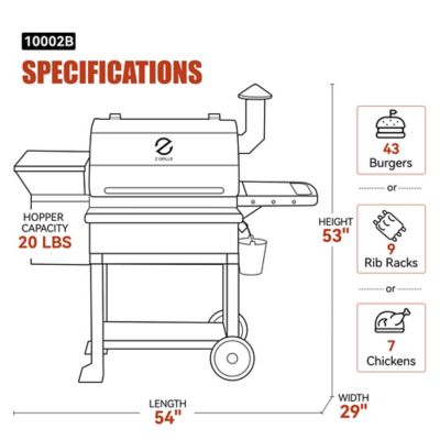 Image showing  1,056 sq. in. 8-in-1 Solid Steel Wood Pellet Grill and Smoker with Tool Holder and Rain Cover, Black