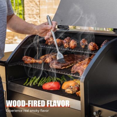 Image showing  1,056 sq. in. 8-in-1 Solid Steel Wood Pellet Grill and Smoker with Tool Holder and Rain Cover, Black