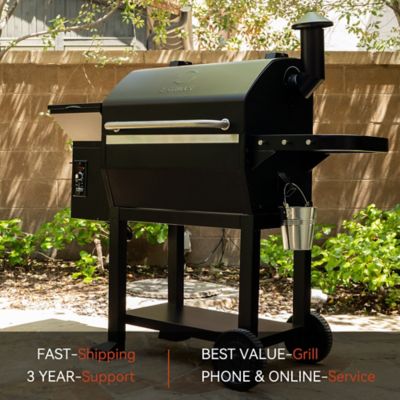 Image showing  1,056 sq. in. 8-in-1 Solid Steel Wood Pellet Grill and Smoker with Tool Holder and Rain Cover, Black