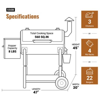 Image showing 9 th Z GRILLS Pellet Smoker Grill, 553 sq. in. Premium Heavy-Duty Steel, Auto Temperature Control for Outdoor Backyard BBQ