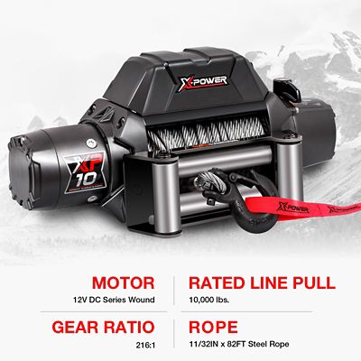 Image showing  12V Electric Truck/SUV/Jeep Winch, 10,000 lb. Capacity, Integrated Steel Rope