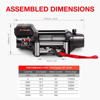 Image showing 6 th XPOWER 12V Electric Truck/SUV/Jeep Winch, 10,000 lb. Capacity, Non-Integrated Steel Rope