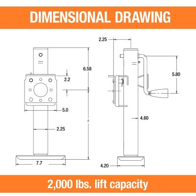 Image showing  1-Ton Side Wind Trailer Jack with Swivel Mount