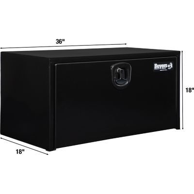 Image showing  18 x 18 x 36in. Black Steel Underbody Truck Box with Built In Shelf and 3-Point Compression Latch