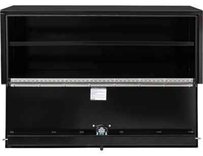 Image showing  18 x 18 x 48in. Black Steel Underbody Truck Tool Box with Built In Shelf and 3 Point Latch