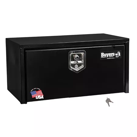 Buyers Products 14 in x 16 in x 30 in Black Steel Underbody Truck Box with Built-in Shelf and T-Handle Latch Underbody Truck Tool Boxes