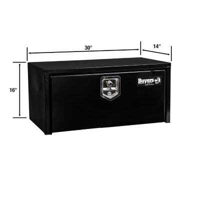 Image showing  14 x 16 x 30in. Black Steel Underbody Truck Box with Built In Shelf and T-Handle Latch