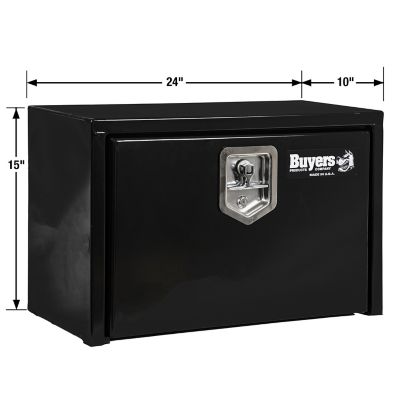 Image showing  15 x 10 x 24in. Black Steel Underbody Truck Tool Box with T-Handle