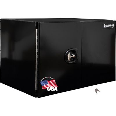 Buyers Products 24 in. x 24 in. x 36 in. Black Smooth Aluminum Barn Door Underbody Truck Tool Box with 3 Point Compression Latch