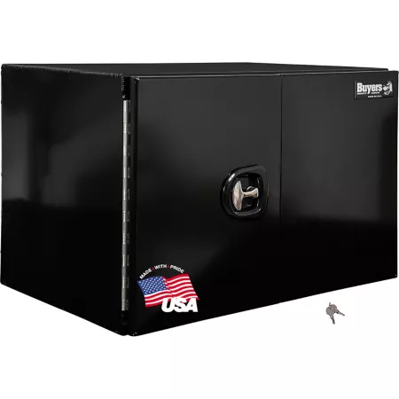 Buyers Products 24 in x 24 in x 36 in Black Smooth Aluminum Barn Door Tool Box with 3-Point Compression Latch Underbody Truck Tool Boxes