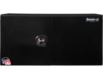 Buyers Products 24 in. x 24 in. x 48 in. Black Smooth Aluminum Barn Door Underbody Truck Box with 3 Point Compression Latch