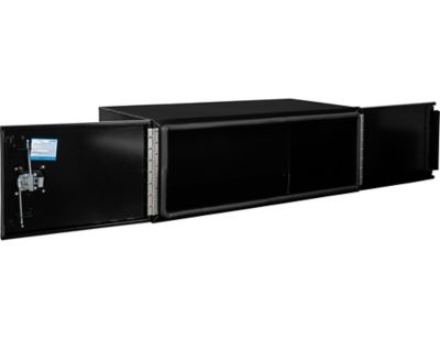 Image showing  18 x 24 x 48in. Pro Series Black Smooth Aluminum Barn Door Underbody Truck Box with 3 Point Compression Latch