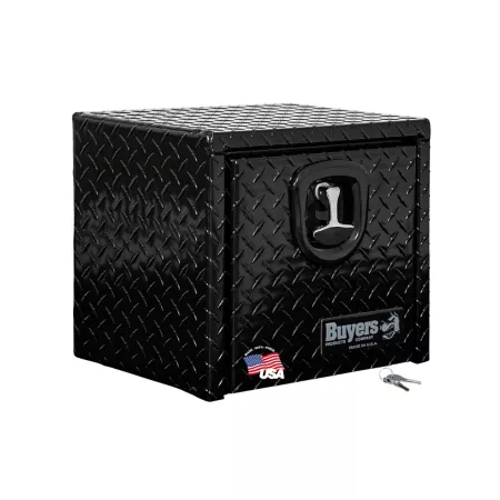 Buyers Products 14 in x 12 in x 16 in Gloss Black Aluminum Truck Underbody Tool Box with Diamond Tread Underbody Truck Tool Boxes