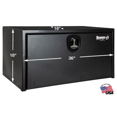 Image showing  18 in. x 18 in. x 36 in. Textured Matte Black Steel Underbody Truck Box with 3-Point Latch