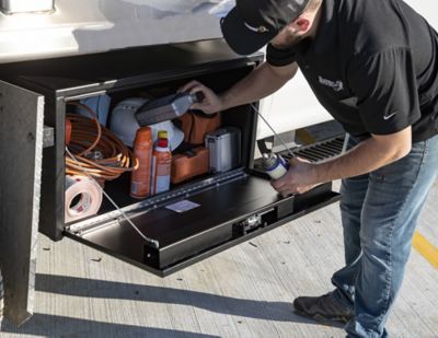 Image showing 8 th Buyers Products 18 x 18 x 36in. Textured Matte Black Steel Underbody Truck Box with 3-Point Latch