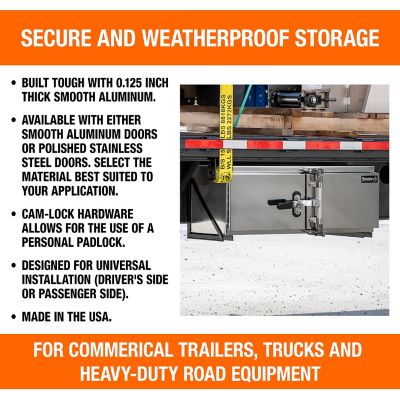 Image showing 2 th Buyers Products 18 x 18 x 48in. Smooth Aluminum Barn Door Underbody Truck Tool Box with Cam Lock