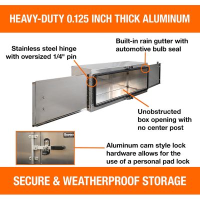 Image showing 3 th Buyers Products 18 x 18 x 48in. Smooth Aluminum Barn Door Underbody Truck Tool Box with Cam Lock