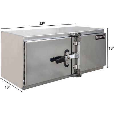 Image showing  18 x 18 x 48in. Smooth Aluminum Barn Door Underbody Truck Tool Box with Stainless Steel Doors and Cam Lock