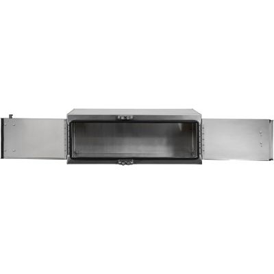 Image showing  18 x 18 x 48in. Smooth Aluminum Barn Door Underbody Truck Tool Box with Stainless Steel Doors and Cam Lock