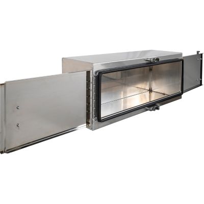 Image showing  18 x 18 x 48in. Smooth Aluminum Barn Door Underbody Truck Tool Box with Stainless Steel Doors and Cam Lock