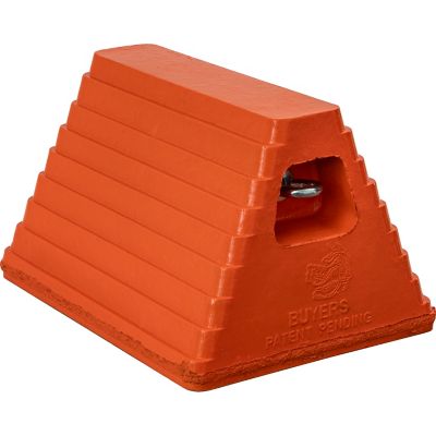 Image showing  10 in. x 8 in. x 6 in. Orange Heavy-Duty Rubber Wheel Chock with Recessed Chain Eye