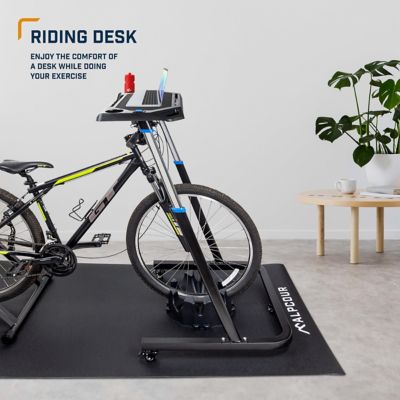 Image showing  Adjustable Bike Trainer Fitness Desk - Non-Slip Surface Gadget Slots and Lockable Wheels