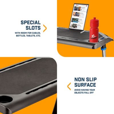 Image showing  Adjustable Bike Trainer Fitness Desk - Non-Slip Surface Gadget Slots and Lockable Wheels