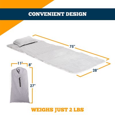 Image showing  Camping Cot Corduroy Mattress Pad - Topper with Pillow & Carry Case